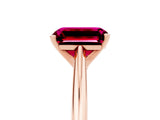 Rose gold Emerald Cut Garnet Solitaire Engagement Ring with Cathedral Setting and Four-Prong Mount_71