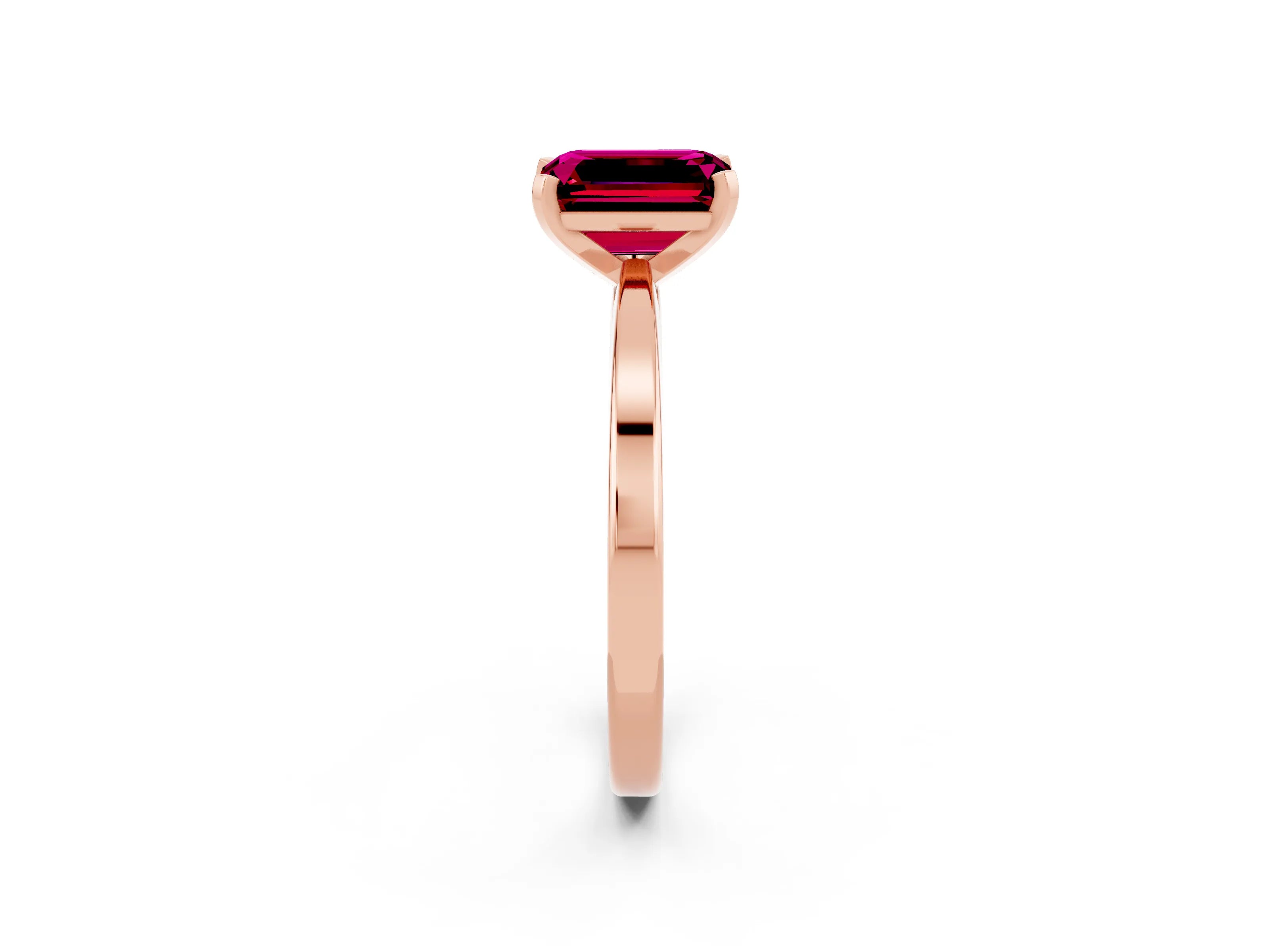 Rose gold Emerald Cut Garnet Solitaire Engagement Ring with Classic Band and Four-Prong Setting_26