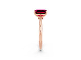 Rose gold Emerald Cut Garnet Solitaire Engagement Ring with Classic Band and Four-Prong Setting_26