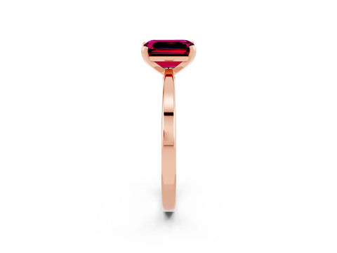 Rose gold Emerald Cut Garnet Solitaire Engagement Ring with Classic Band and Four-Prong Setting_26