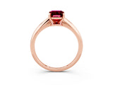 Rose gold Emerald Cut Garnet Solitaire Engagement Ring with Classic Band and Four-Prong Setting_27