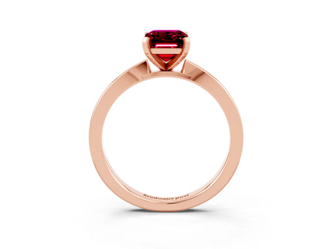 Rose gold Emerald Cut Garnet Solitaire Engagement Ring with Classic Band and Four-Prong Setting_27