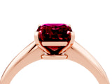 Rose gold Emerald Cut Garnet Solitaire Engagement Ring with Classic Band and Four-Prong Setting_28