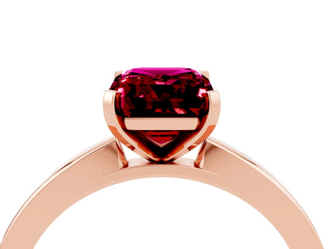 Rose gold Emerald Cut Garnet Solitaire Engagement Ring with Classic Band and Four-Prong Setting_28