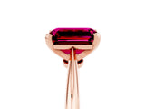 Rose gold Emerald Cut Garnet Solitaire Engagement Ring with Classic Band and Four-Prong Setting_29