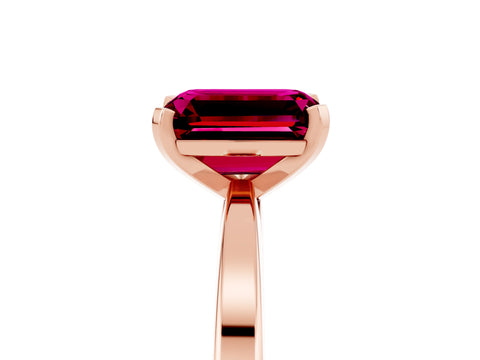 Rose gold Emerald Cut Garnet Solitaire Engagement Ring with Classic Band and Four-Prong Setting_29