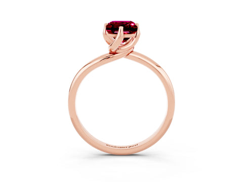 Rose gold Emerald Cut Garnet Solitaire Engagement Ring with Four-Prong Setting and Classic Band_15