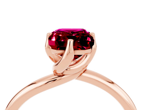 Rose gold Emerald Cut Garnet Solitaire Engagement Ring with Four-Prong Setting and Classic Band_16