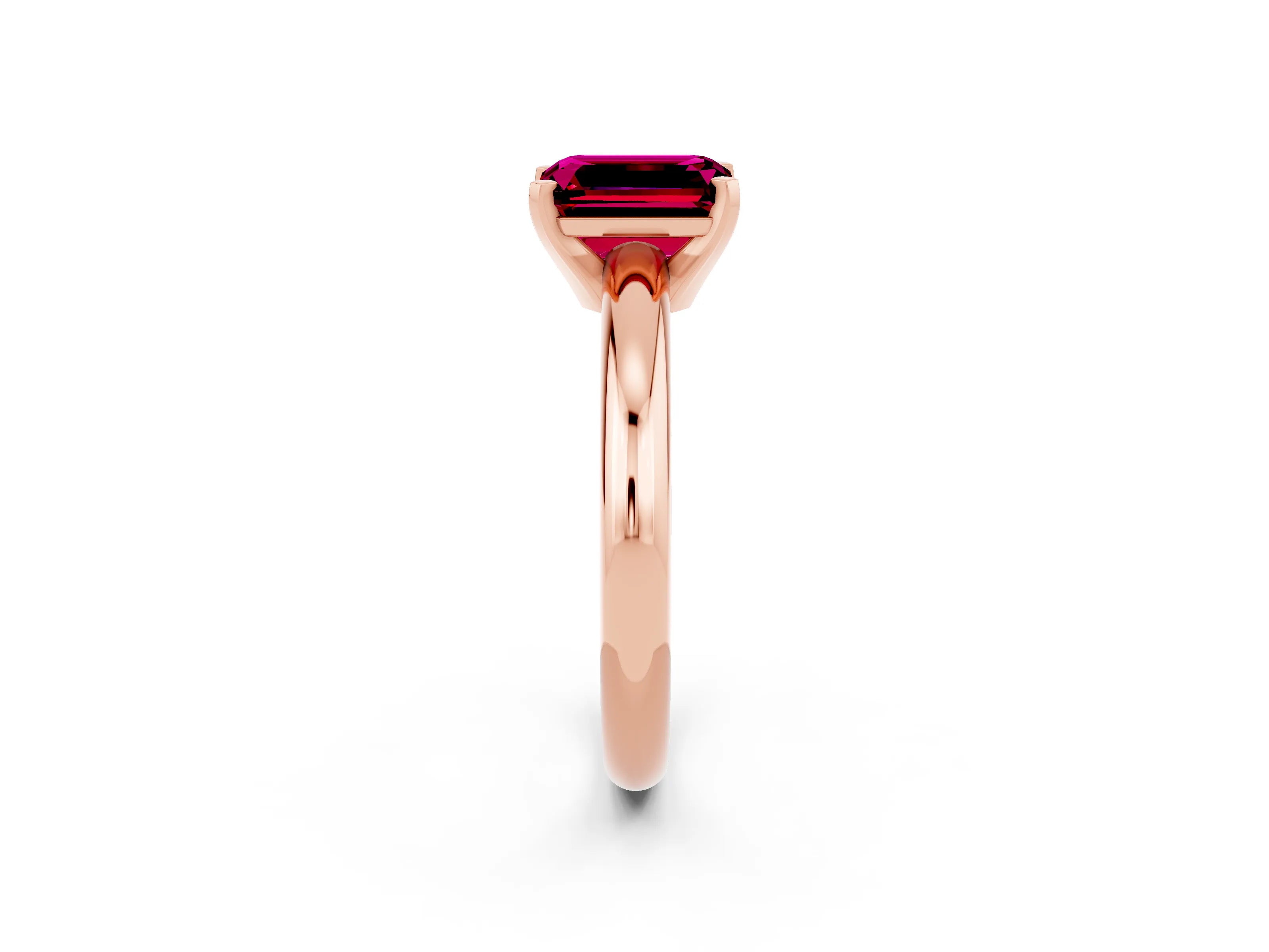 Rose gold Emerald Cut Garnet Solitaire Engagement Ring with Round Band and Four-Prong Setting_2