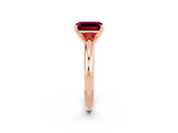 Rose gold Emerald Cut Garnet Solitaire Engagement Ring with Round Band and Four-Prong Setting_2