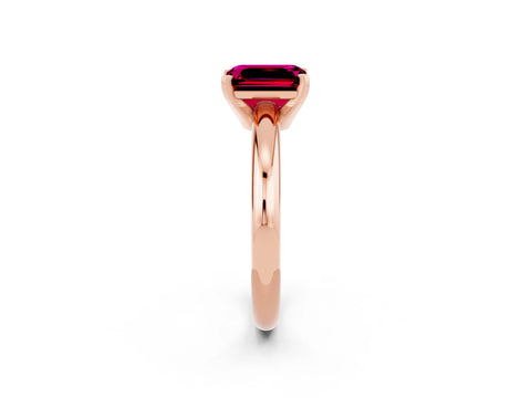 Rose gold Emerald Cut Garnet Solitaire Engagement Ring with Round Band and Four-Prong Setting_2