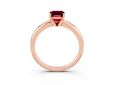 Rose gold Emerald Cut Garnet Solitaire Engagement Ring with Round Band and Four-Prong Setting_3