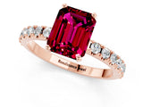 Rose gold Emerald Cut Garnet Solitaire Pavé Band with Four-Prong Setting_1