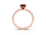 Rose gold Emerald Cut Garnet Solitaire Pavé Band with Four-Prong Setting_3