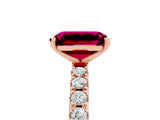 Rose gold Emerald Cut Garnet Solitaire Pavé Band with Four-Prong Setting_5