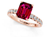 Rose gold Emerald Cut Garnet Solitaire Pavé Engagement Ring with Round Band and Prong Setting_61