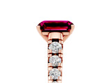 Rose gold Emerald Cut Garnet Solitaire Ring with Cathedral Setting and Pavé Band_5