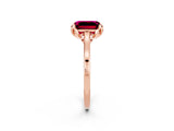 Rose gold Emerald Cut Garnet Solitaire Ring with Flower Prong Setting and Classic Band_14