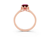 Rose gold Emerald Cut Garnet Solitaire Ring with Flower Prong Setting and Classic Band_15
