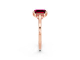 Rose gold Emerald Cut Garnet Solitaire Ring with Flower Prong Setting and Classic Band_38