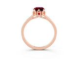 Rose gold Emerald Cut Garnet Solitaire Ring with Flower Prong Setting and Classic Band_39