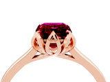 Rose gold Emerald Cut Garnet Solitaire Ring with Flower Prong Setting and Classic Band_40