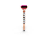 Rose gold Emerald Cut Garnet Solitaire Ring with Pavé Accents and Four-Prong Setting_2