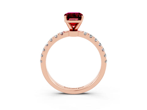 Rose gold Emerald Cut Garnet Solitaire Ring with Pavé Accents and Four-Prong Setting_3