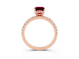 Rose gold Emerald Cut Garnet Solitaire Ring with Pavé Band and Four-Prong Setting_27