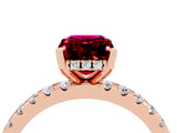 Rose gold Emerald Cut Garnet Solitaire Ring with Pavé Band and Four-Prong Setting_28