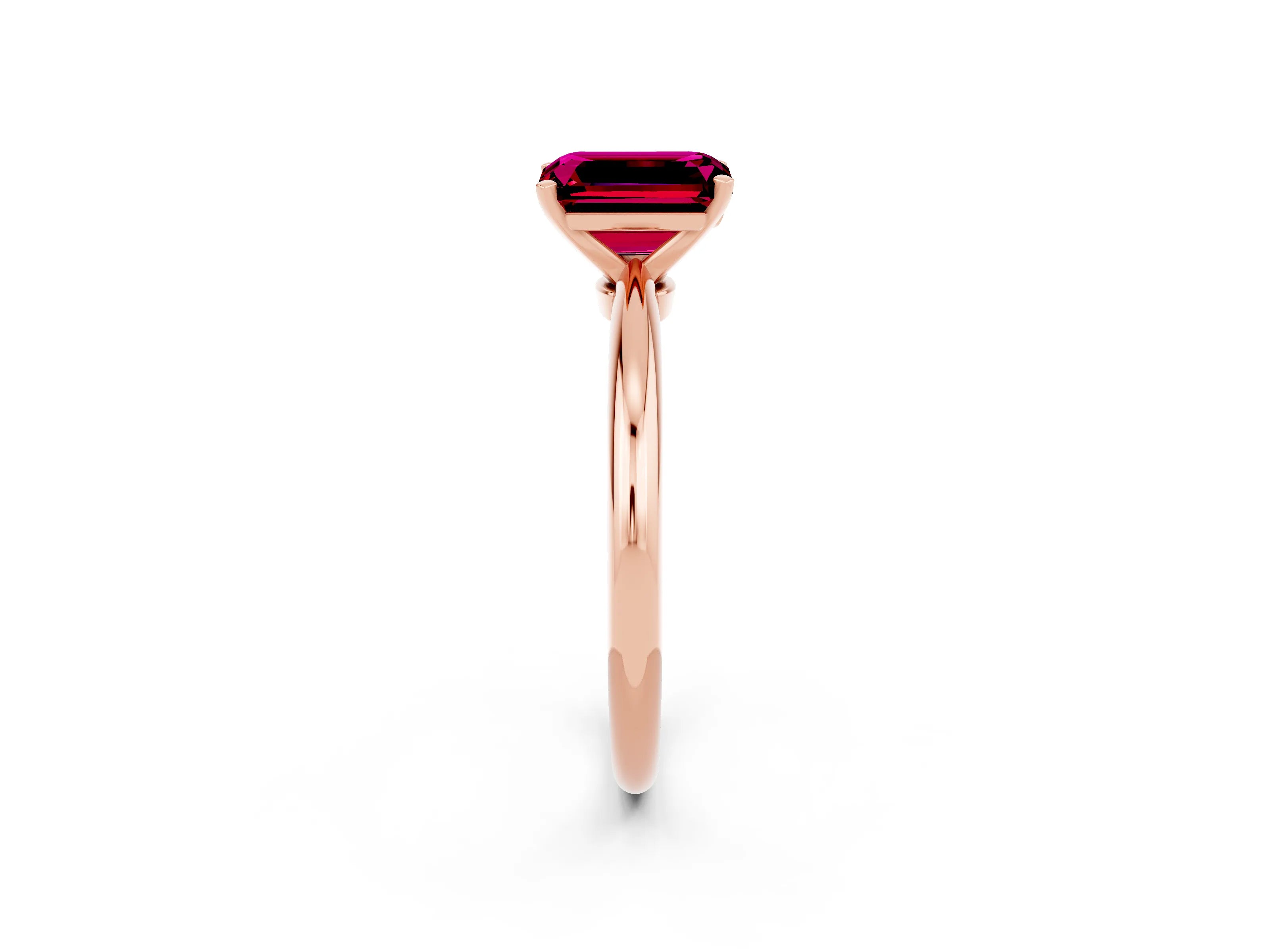 Rose gold Emerald Cut Garnet Solitaire Ring with Six-Prong Setting and Classic Band_2