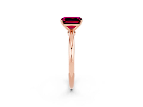 Rose gold Emerald Cut Garnet Solitaire Ring with Six-Prong Setting and Classic Band_2