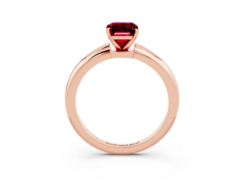 Rose gold Emerald Cut Garnet Solitaire Ring with Six-Prong Setting and Classic Band_3