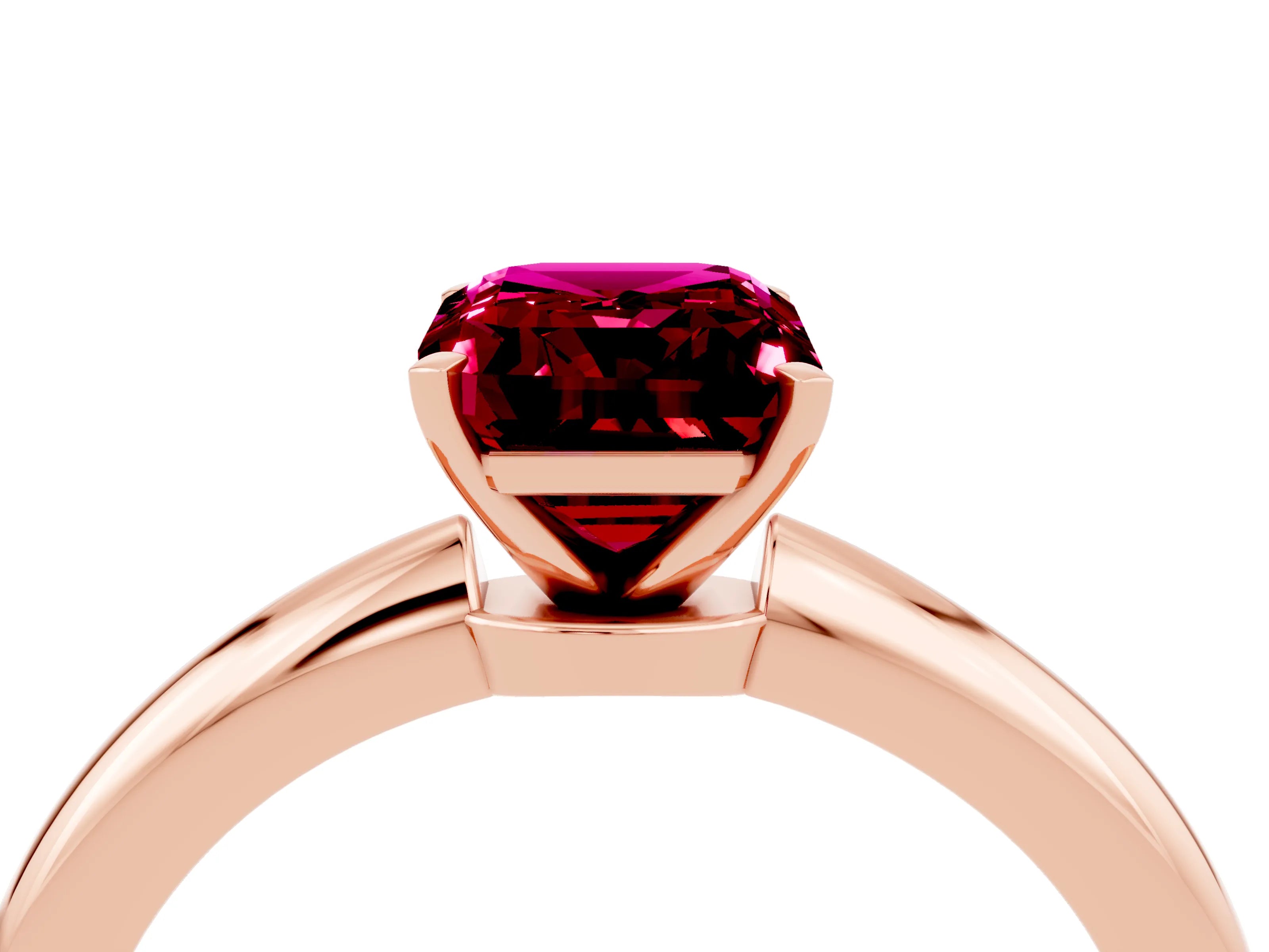 Rose gold Emerald Cut Garnet Solitaire Ring with Six-Prong Setting and Classic Band_4
