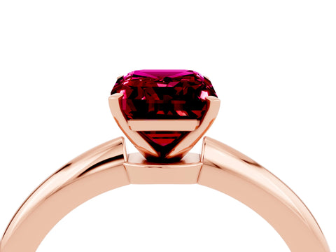 Rose gold Emerald Cut Garnet Solitaire Ring with Six-Prong Setting and Classic Band_4