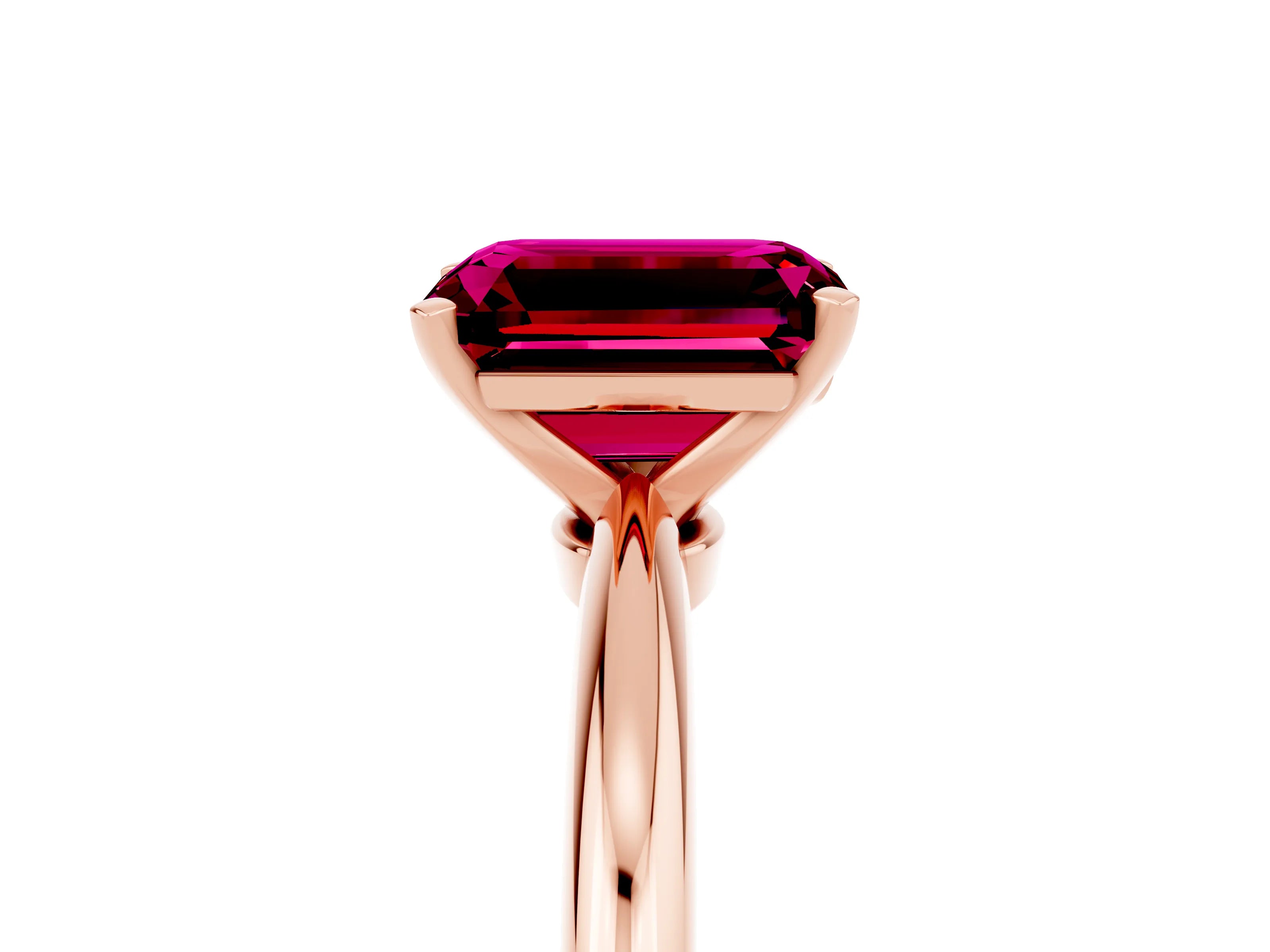 Rose gold Emerald Cut Garnet Solitaire Ring with Six-Prong Setting and Classic Band_5