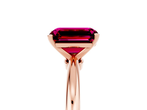 Rose gold Emerald Cut Garnet Solitaire Ring with Six-Prong Setting and Classic Band_5