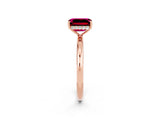 Rose gold Emerald Cut Garnet Solitaire Ring with Thin Band and Four-Prong Setting_14