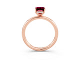 Rose gold Emerald Cut Garnet Solitaire Ring with Thin Band and Four-Prong Setting_15