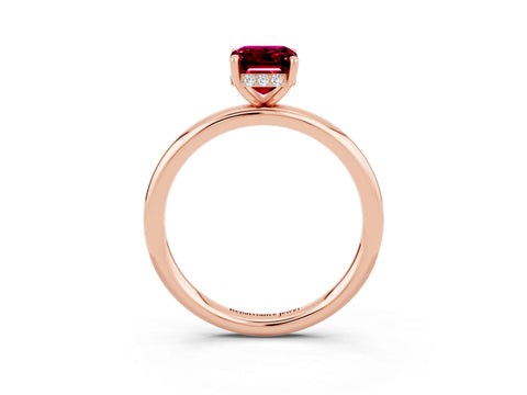 Rose gold Emerald Cut Garnet Solitaire Ring with Thin Band and Four-Prong Setting_15