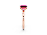 Rose gold Emerald Cut Garnet Solitaire Ring with Thin Band and Prong Setting_14