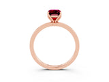 Rose gold Emerald Cut Garnet Solitaire Ring with Thin Band and Prong Setting_15