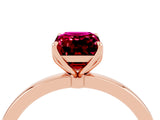 Rose gold Emerald Cut Garnet Solitaire Ring with Thin Band and Prong Setting_16
