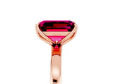 Rose gold Emerald Cut Garnet Solitaire Ring with Thin Band and Prong Setting_17
