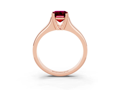 Rose gold Emerald Cut Garnet Solitaire Ring with Wide Band and Prong Setting_3