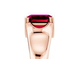 Rose gold Emerald Cut Garnet Solitaire Ring with Wide Band and Prong Setting_5