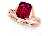 Rose gold Emerald Cut Garnet Solitaire Twist Band Prong Setting Ring_49