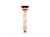 Rose gold Emerald Cut Garnet Solitaire Twist Band Prong Setting Ring_50