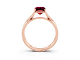 Rose gold Emerald Cut Garnet Solitaire Twist Band Prong Setting Ring_51