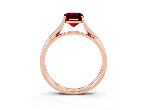 Rose gold Emerald Cut Garnet Solitaire Twist Band Prong Setting Ring_51